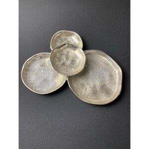 Vintage Ihi Pewter Silver Trinket Dish Sculpture Made In India